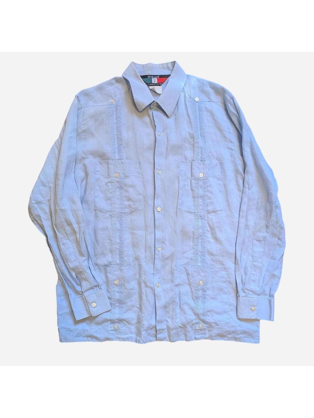 Vintage 80s/90s D’Accord light blue embroidered guayabera shirt